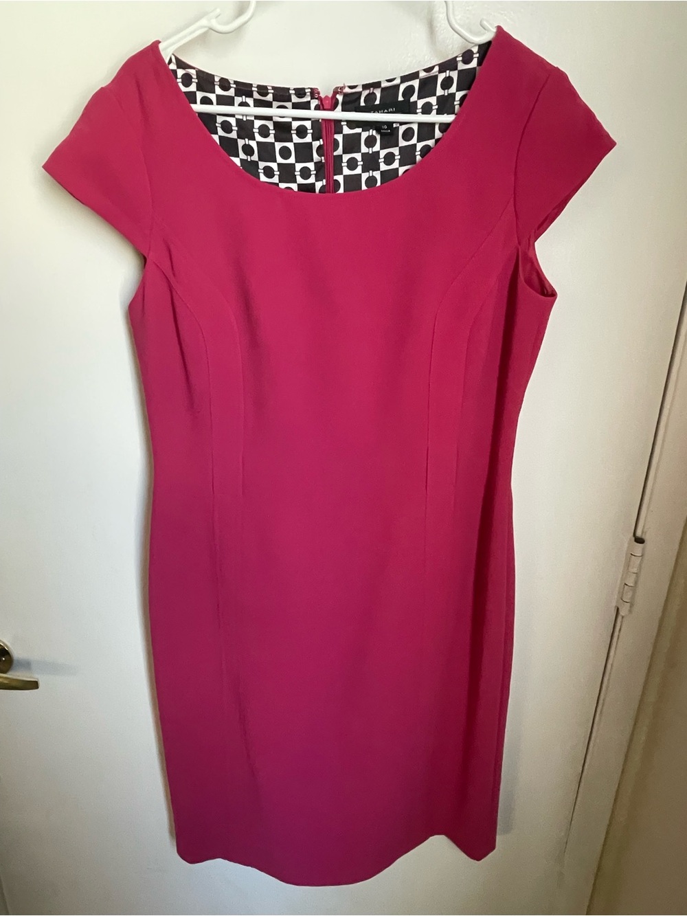 Tahari Fuchsia Cap Sleeve Midi Dress